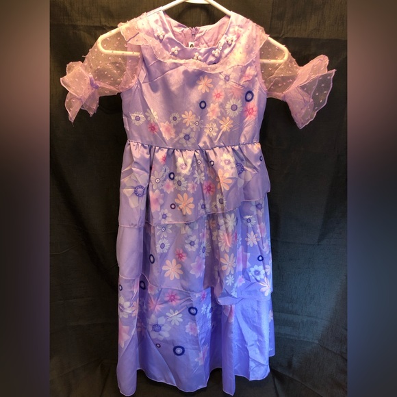 Encanto Isabela Dress Costume size 140/8-10 Sheer sleeves Pearl accents lined - Picture 1 of 7